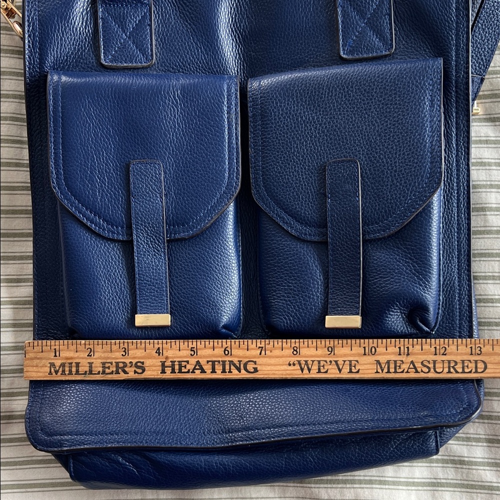 Kristen Bell for Erica Anenberg - Elegant Blue Leather Tote Bag - Picture 8 of 9